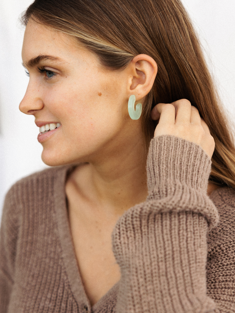 NAT + NOOR - Ray | Hoop Earrings | Medium Size | Assorted: Tiger Green