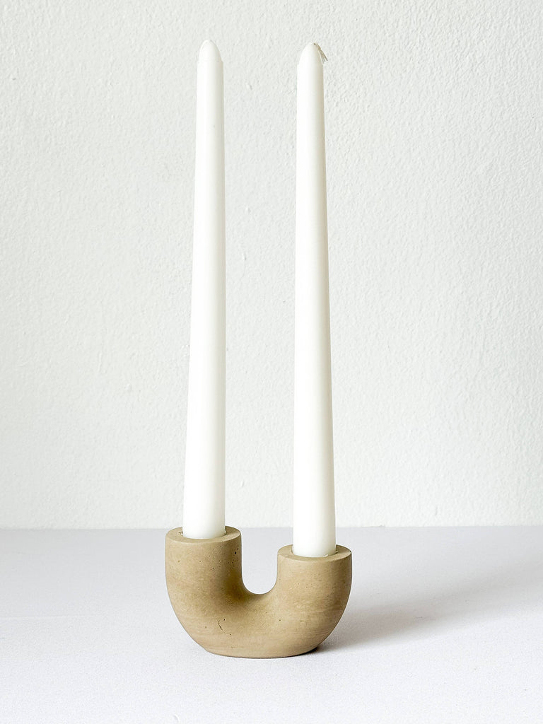 Sunday Nomad - Dya Double Taper Candle Holder : Saddle
