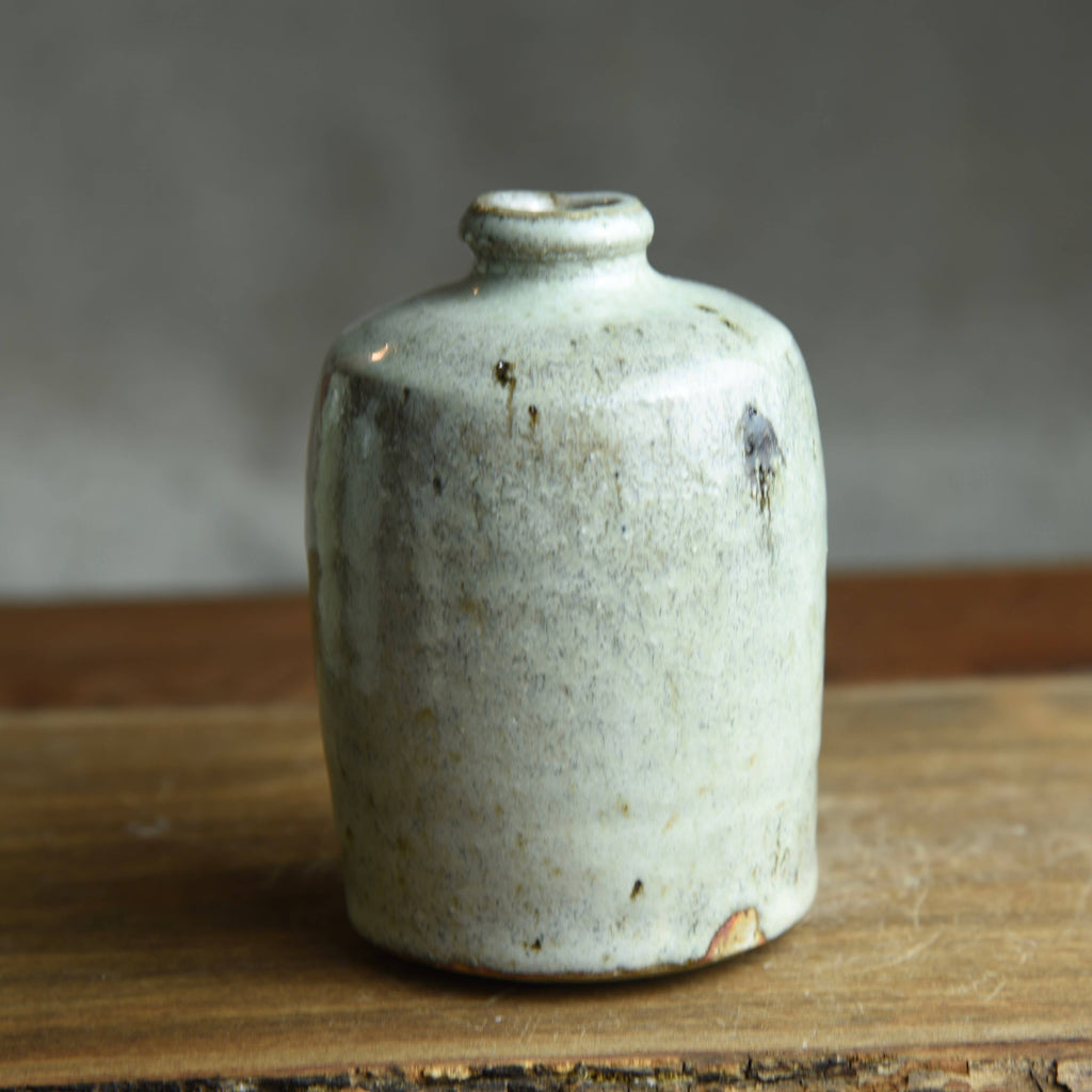 Matt Fishman Pottery - Bud Vase in White Ash Glaze Foraged Clay