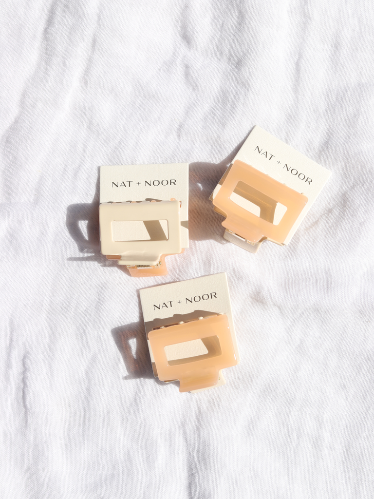 NAT + NOOR - Two Tone Hair Claw Clip Sets, Assorted: Peach + Beige