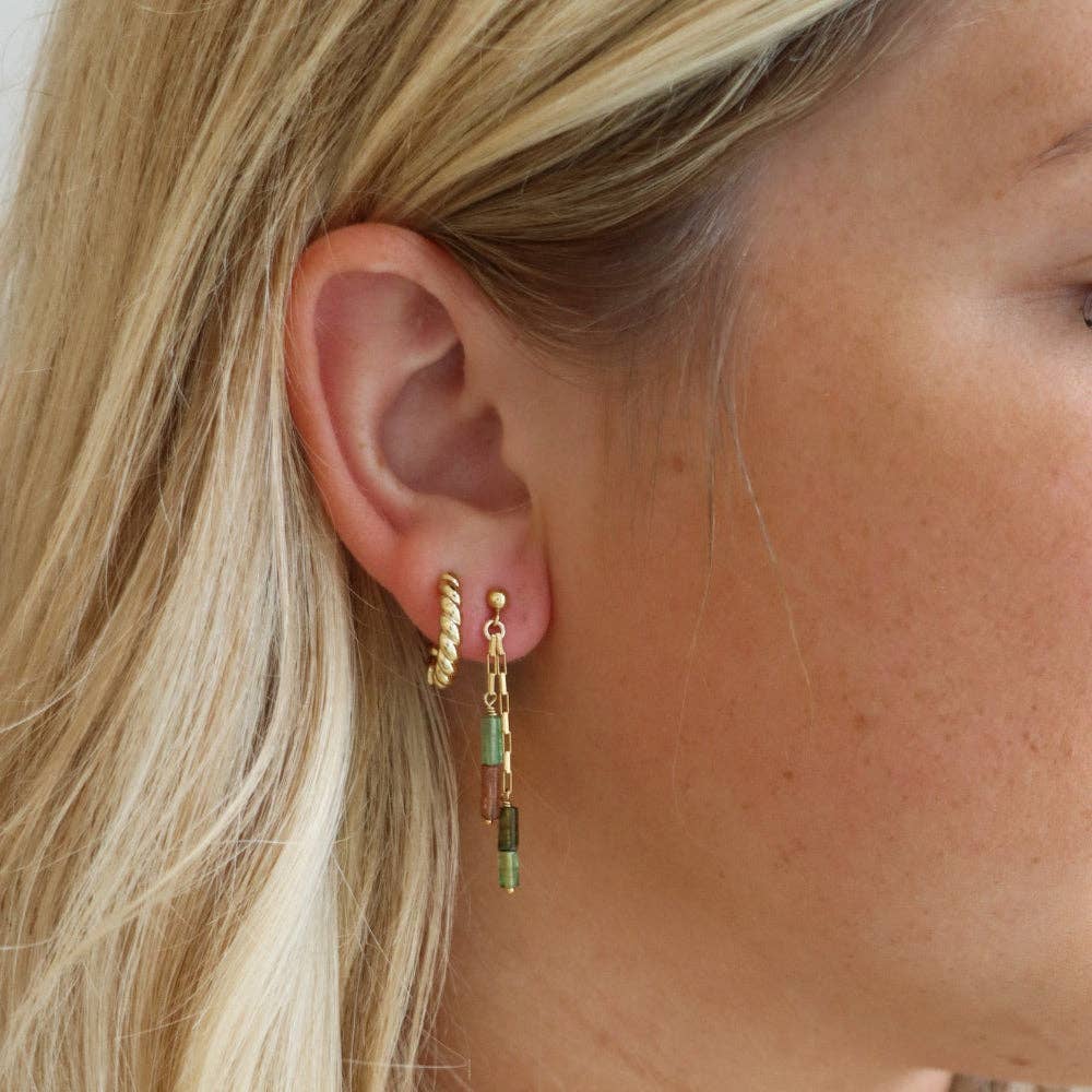 Token Jewelry - Tourmaline Prism Drops : 14k Gold Fill