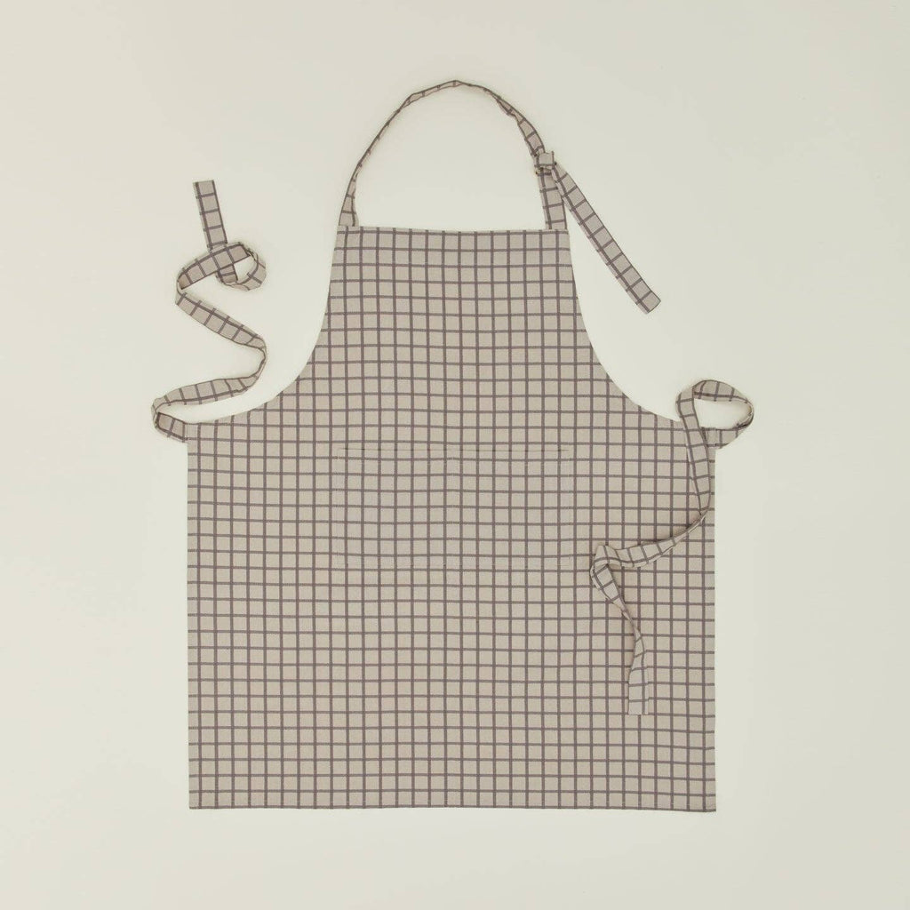 Hawkins New York - ESSENTIAL YARN DYED CHECK APRON: LIGHT GREY/DARK GREY