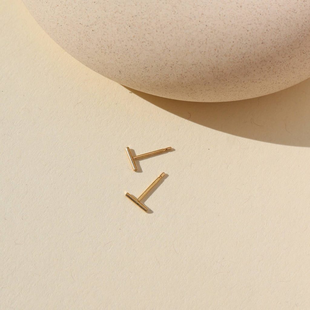 Token Jewelry - Bar Stud Earrings in 14k Gold Fill / Long