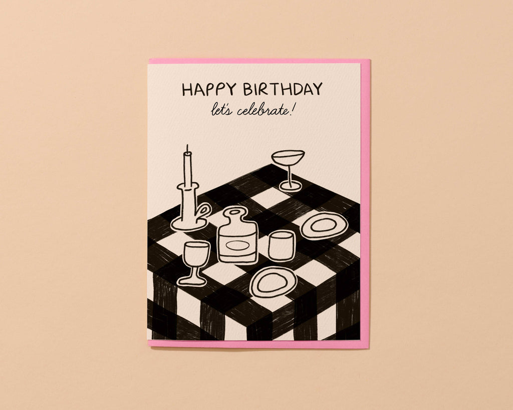 And Here We Are - Dinner Party Birthday Card - Foodie, Hygge, Scandinaivan