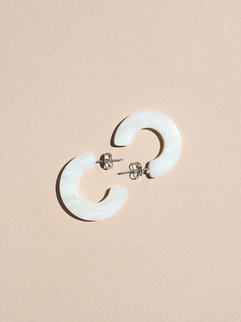 NAT + NOOR - Ray | Shell | Cream Hoop Earrings | Medium Size