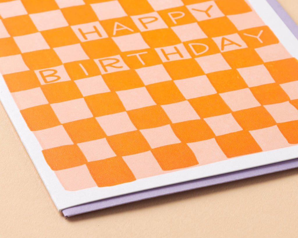 And Here We Are - Checkerboard Birthday Letterpress Greeting Card