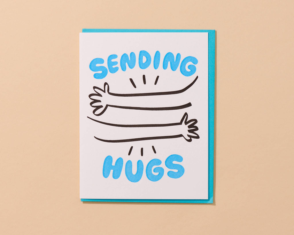 And Here We Are - Sending Hugs Miss You Sympathy Letterpress Greeting Card