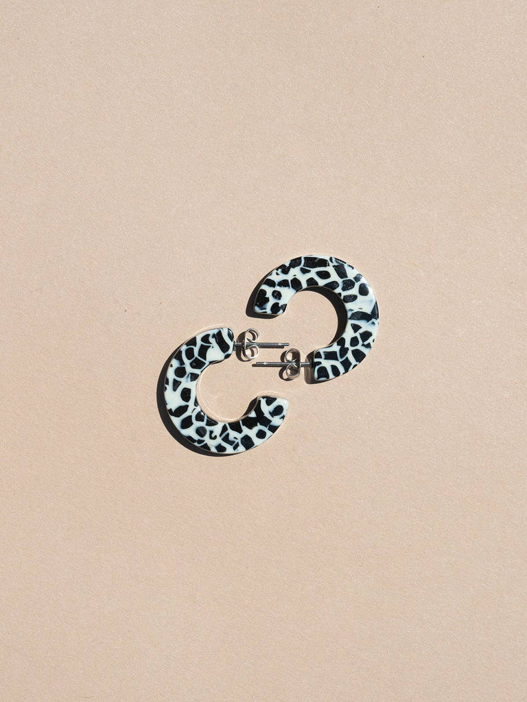 NAT + NOOR - Ray | Dalmation | Speckled Hoop Earrings | Medium Size