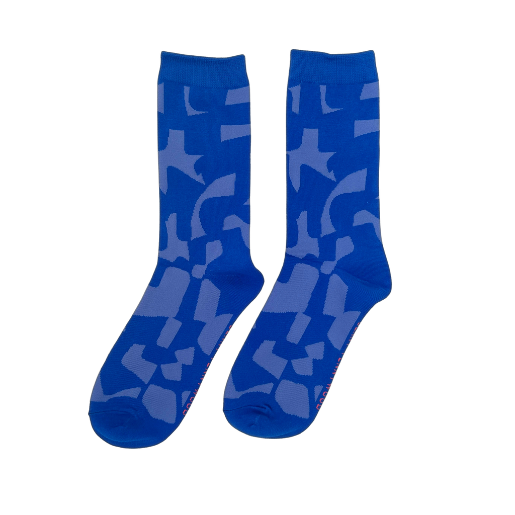 Jenny Pennywood - Crew Socks - Checks in Cobalt & Periwinkle