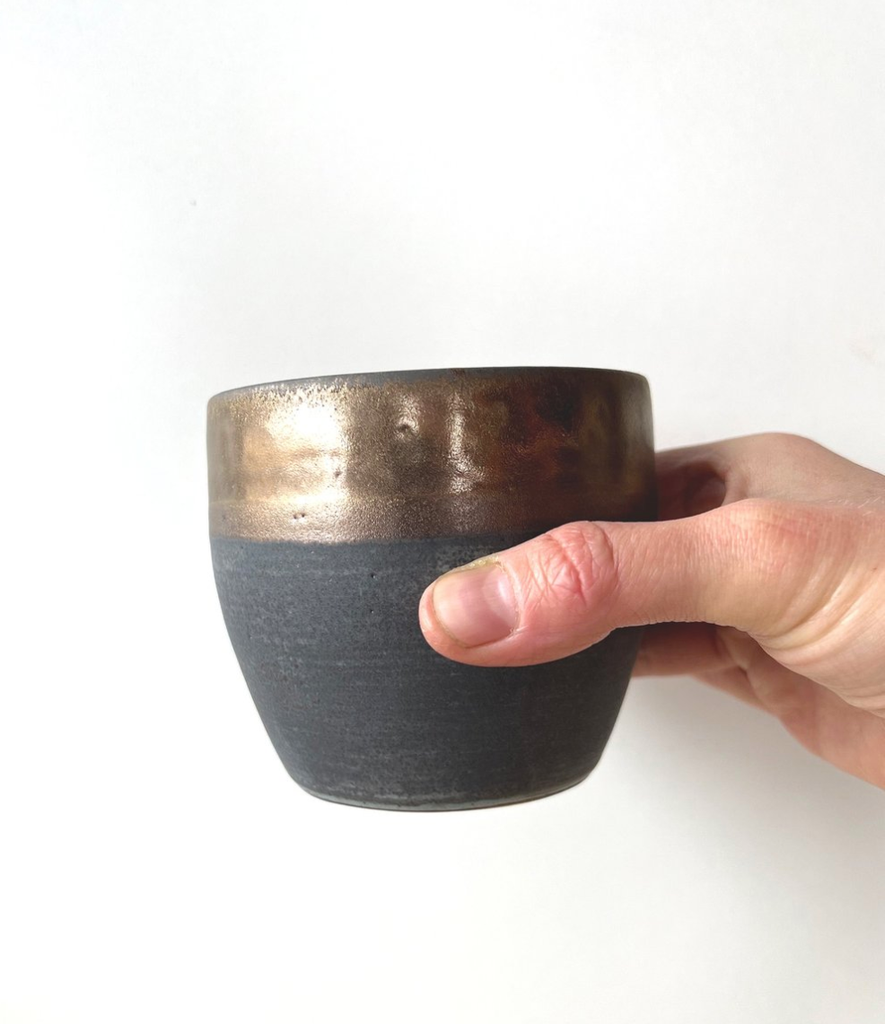 Jessica Wertz Ceramics - Black + Gold Cup: Grey