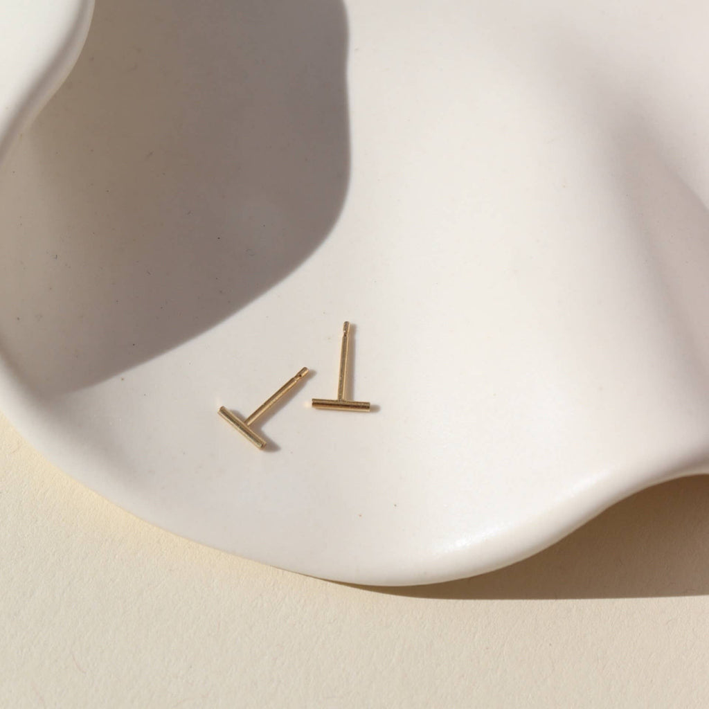 Token Jewelry - Bar Stud Earrings in 14k Gold Fill / Short