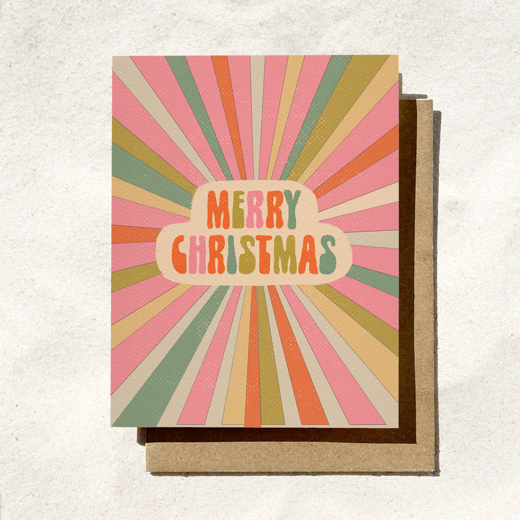 Daydream Prints - Merry Christmas Retro Card | Colorful Christmas Card