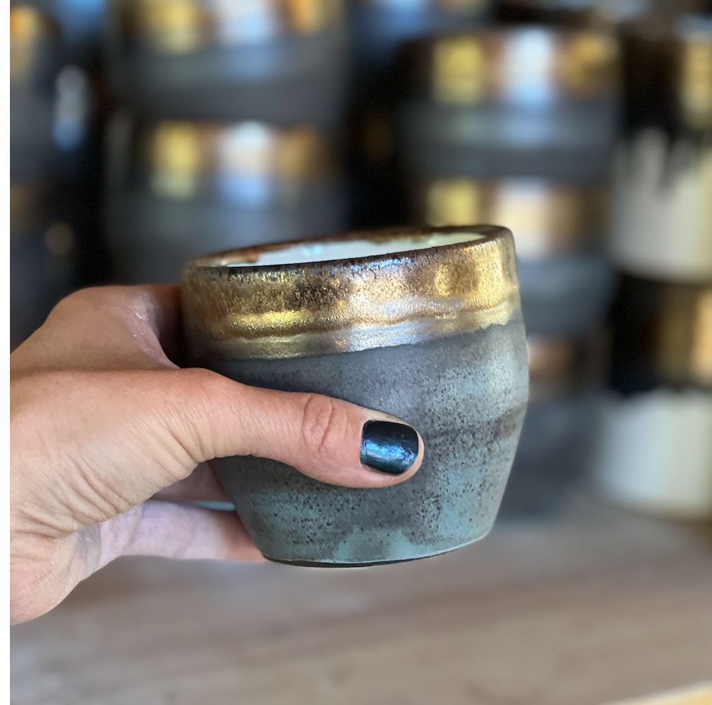 Jessica Wertz Ceramics - Black + Gold Cup: Grey