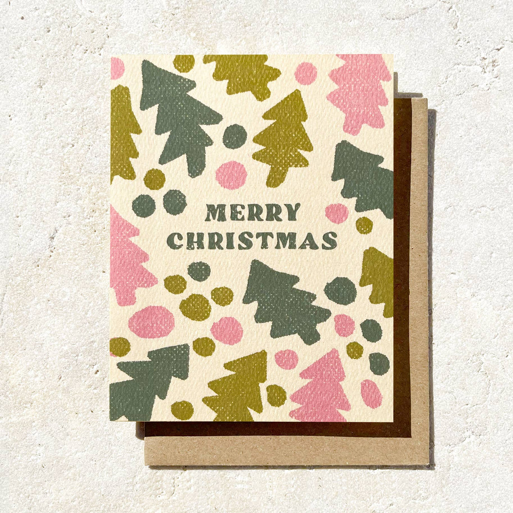 Daydream Prints - Merry Christmas Tree Card | Playful Holiday Card | Pink