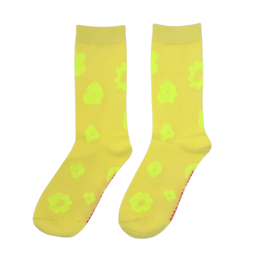 Jenny Pennywood - Crew Socks - Celeste in Sunny Yellow & Neon