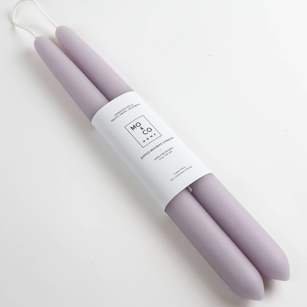 Mo&Co Home - Lavender | Dipped Beeswax Taper Candles | All Natural: 10 Inch
