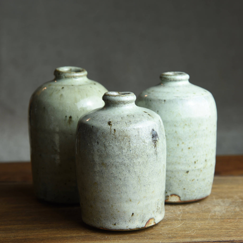 Matt Fishman Pottery - Bud Vase in White Ash Glaze Foraged Clay