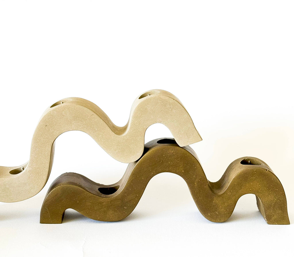 Sunday Nomad - Wavy Taper Candle Holder | Candlestick Holder: Saddle
