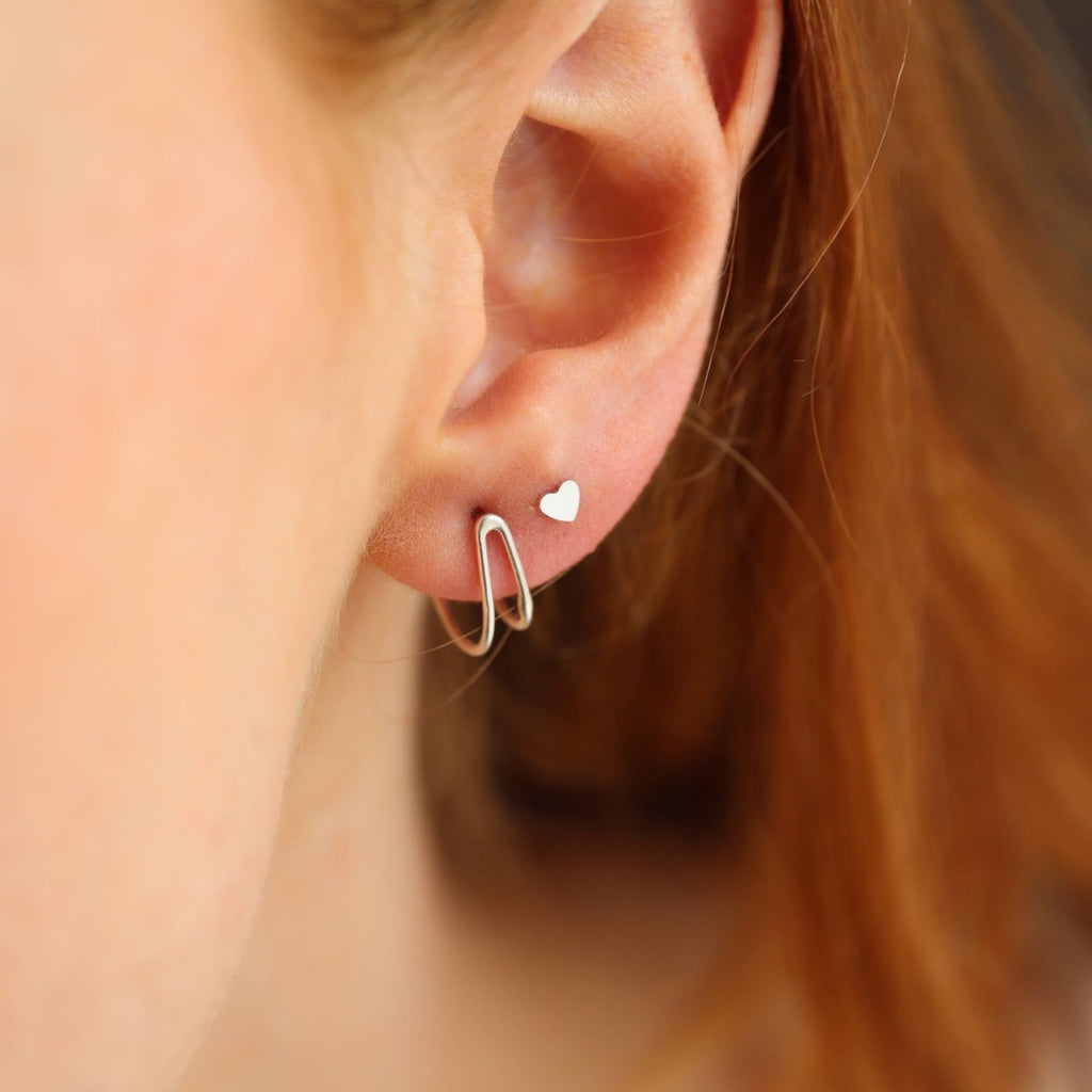 Token Jewelry - Tiny Heart Studs in 14k Gold Fill or Sterling Silver : 14k Gold Fill