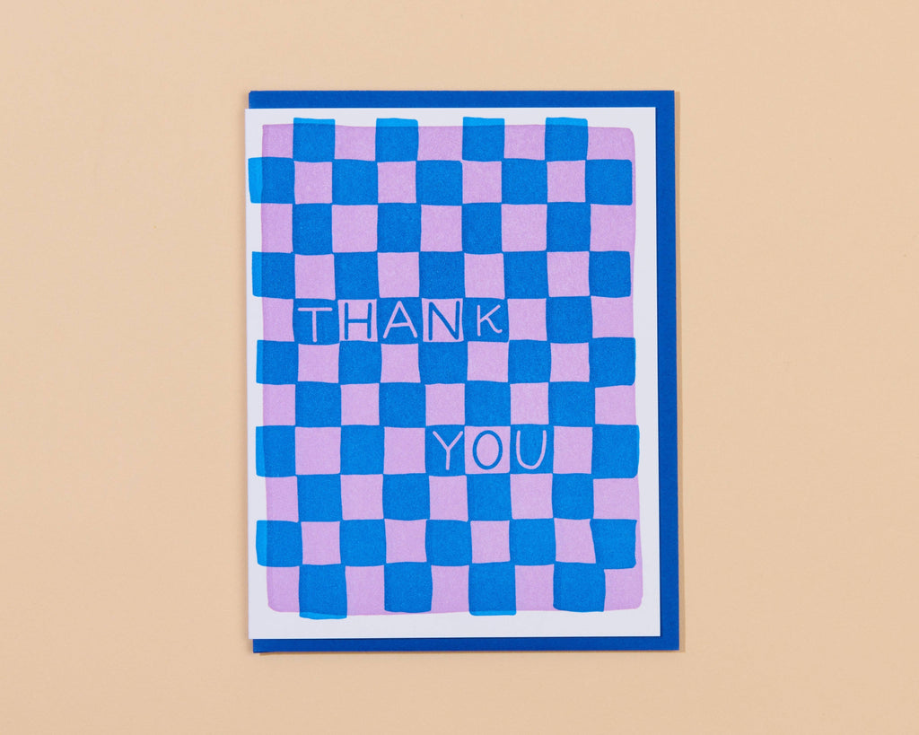 And Here We Are - Checkerboard Thank You Letterpress Greeting Card: Single Card