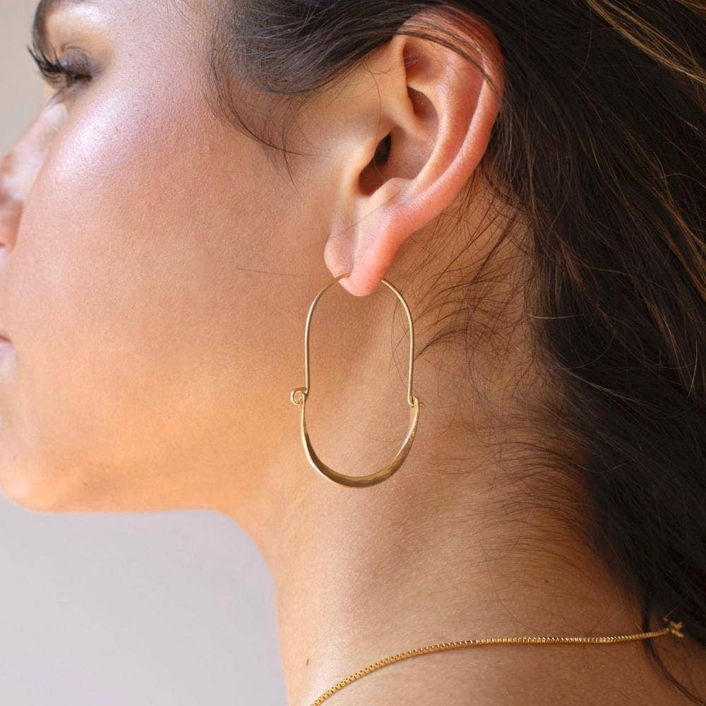 Token Jewelry - Hammered Paloma Hoops in 14k Gold Fill