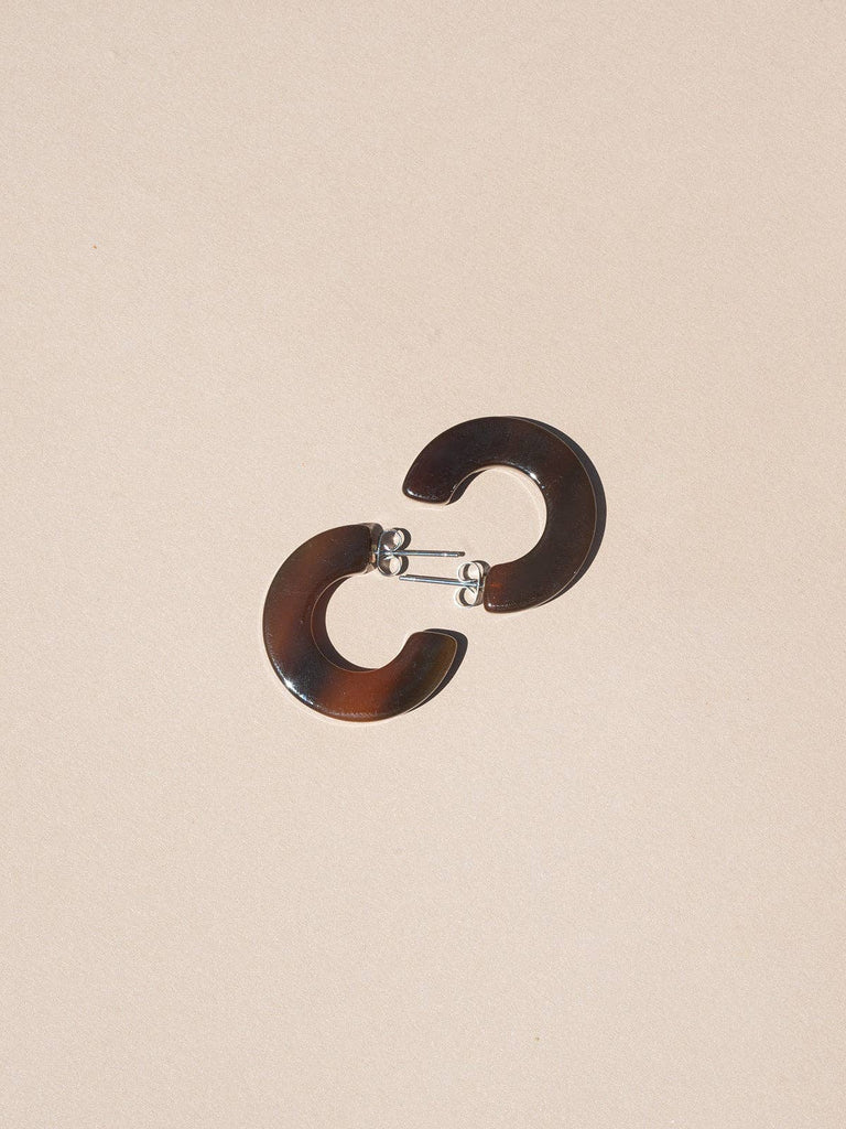 NAT + NOOR - Ray | Espresso | Brown Hoop Earrings | Medium Size