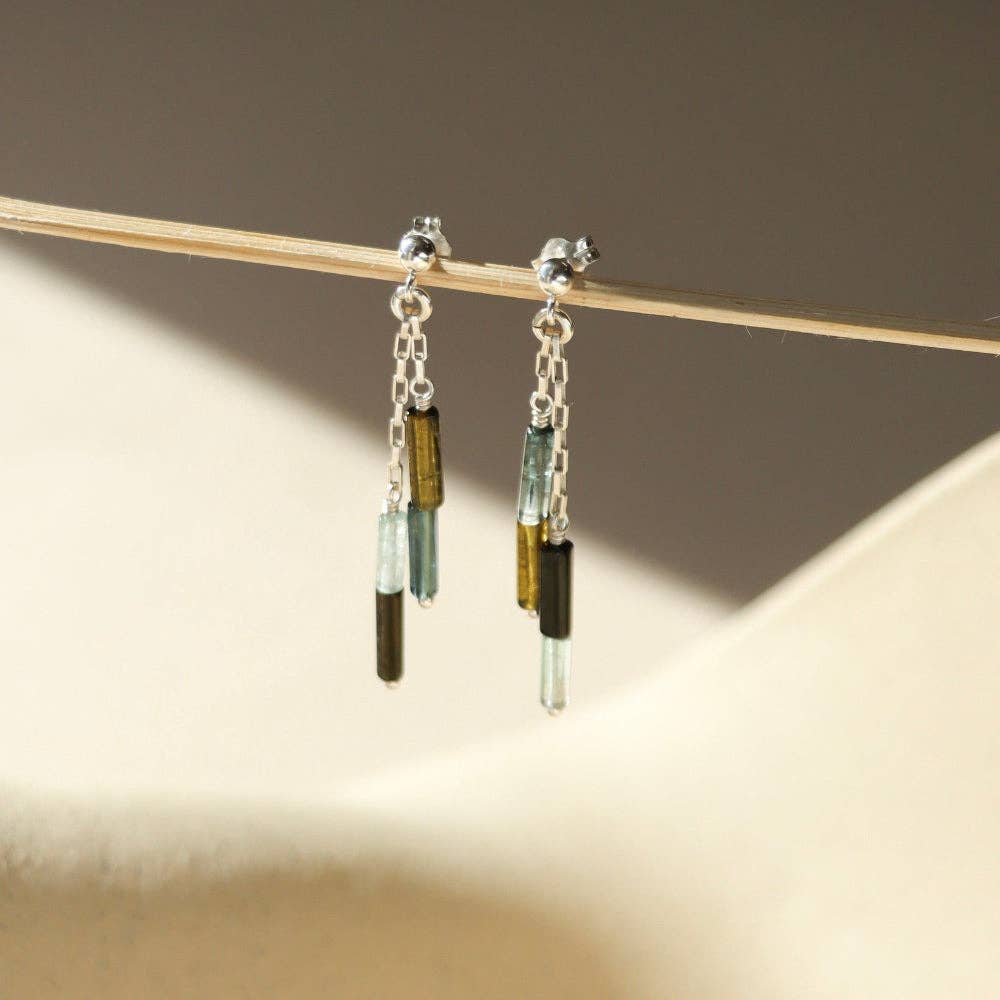 Token Jewelry - Tourmaline Prism Drops : 14k Gold Fill