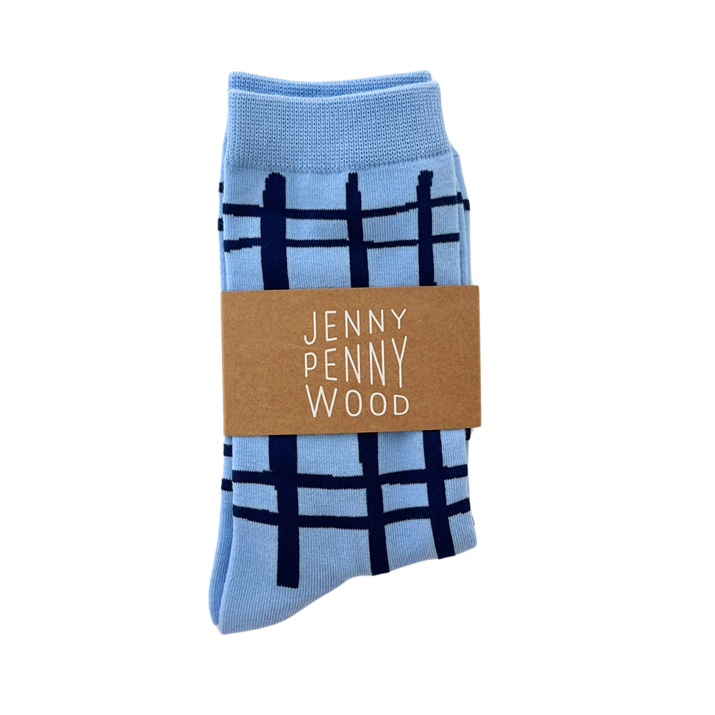 Jenny Pennywood - Crew Socks - Darby in Steele Blue & Midnight