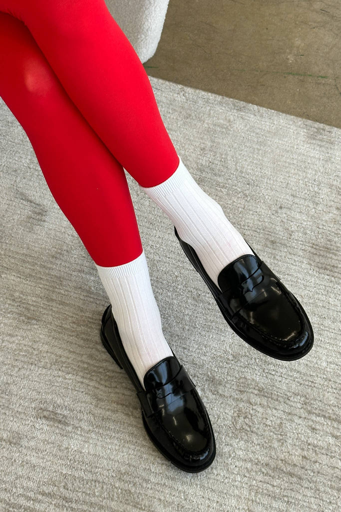 Le Bon Shoppe - Her Socks - Mercerized Combed Cotton Rib: Classic Red