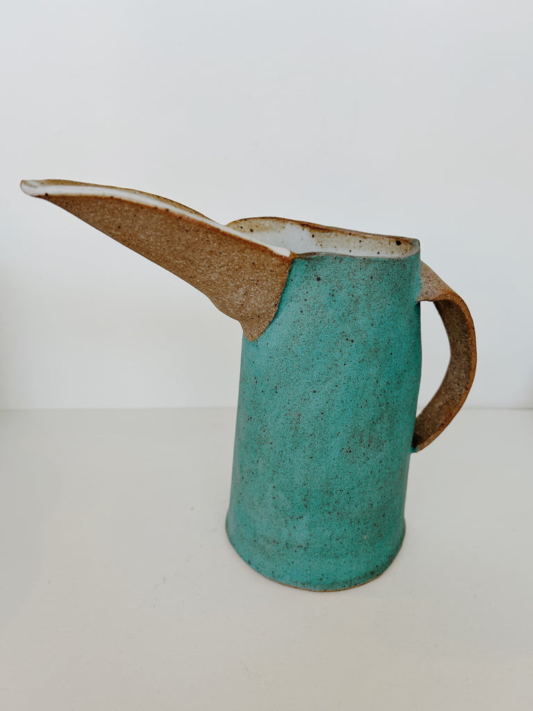 Maggie Silverman Bird Pitcher- small, turquoise