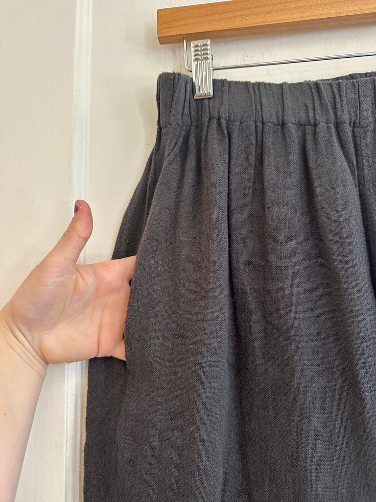 LOOP  -  Black Crane Linen Pants (#81)