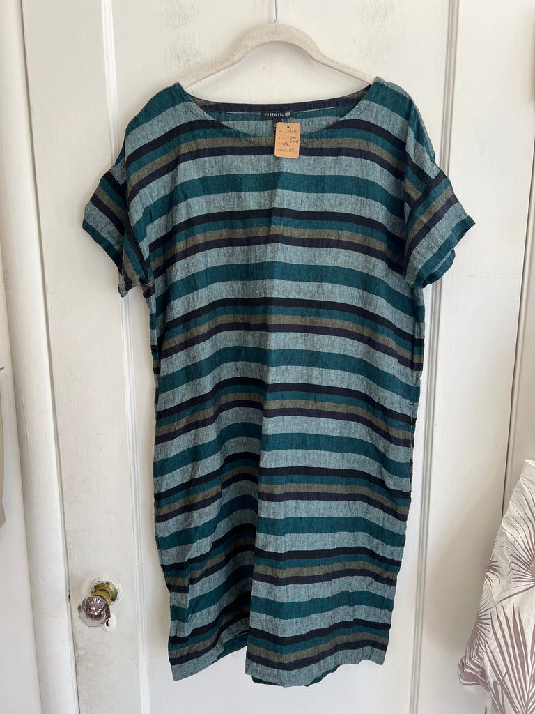 LOOP  -  Eileen Fisher Green Stripe Dress (#26)