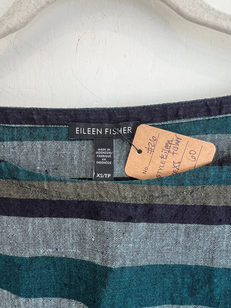 LOOP  -  Eileen Fisher Green Stripe Dress (#26)