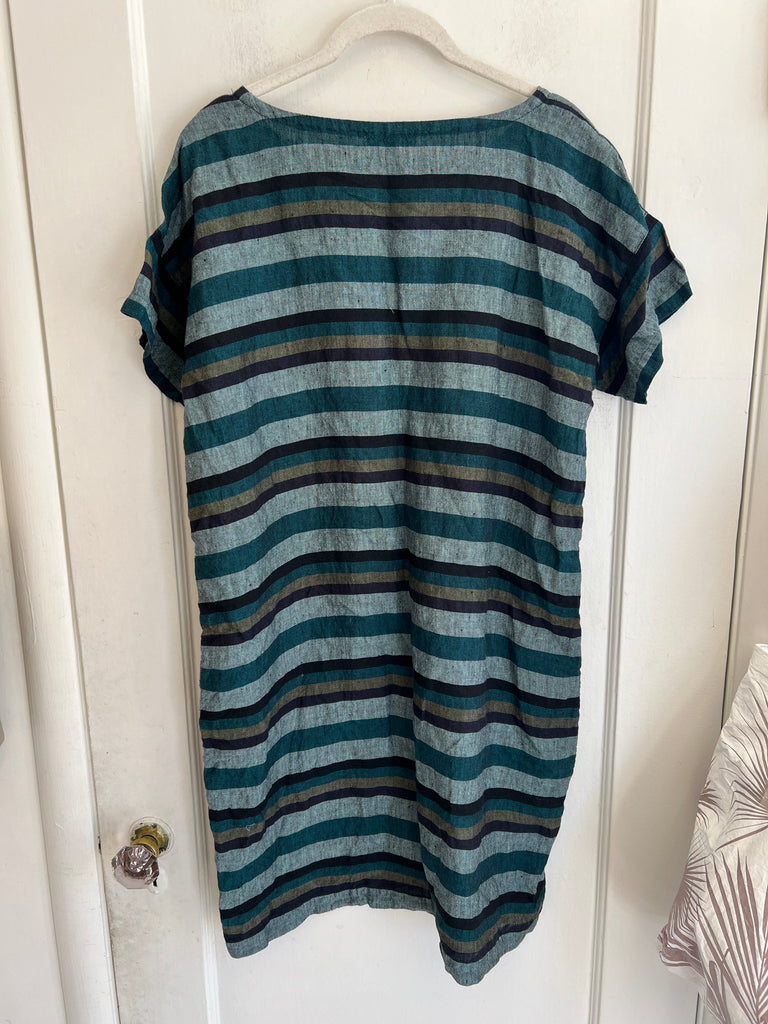 LOOP  -  Eileen Fisher Green Stripe Dress (#26)