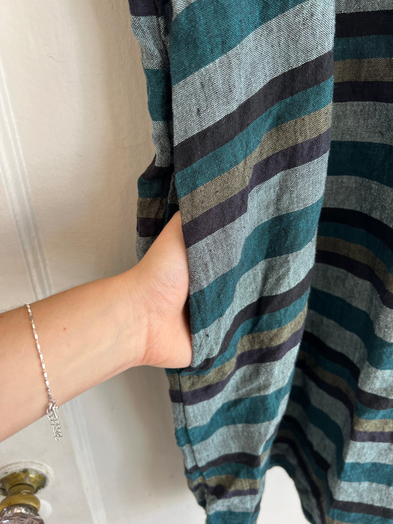 LOOP  -  Eileen Fisher Green Stripe Dress (#26)