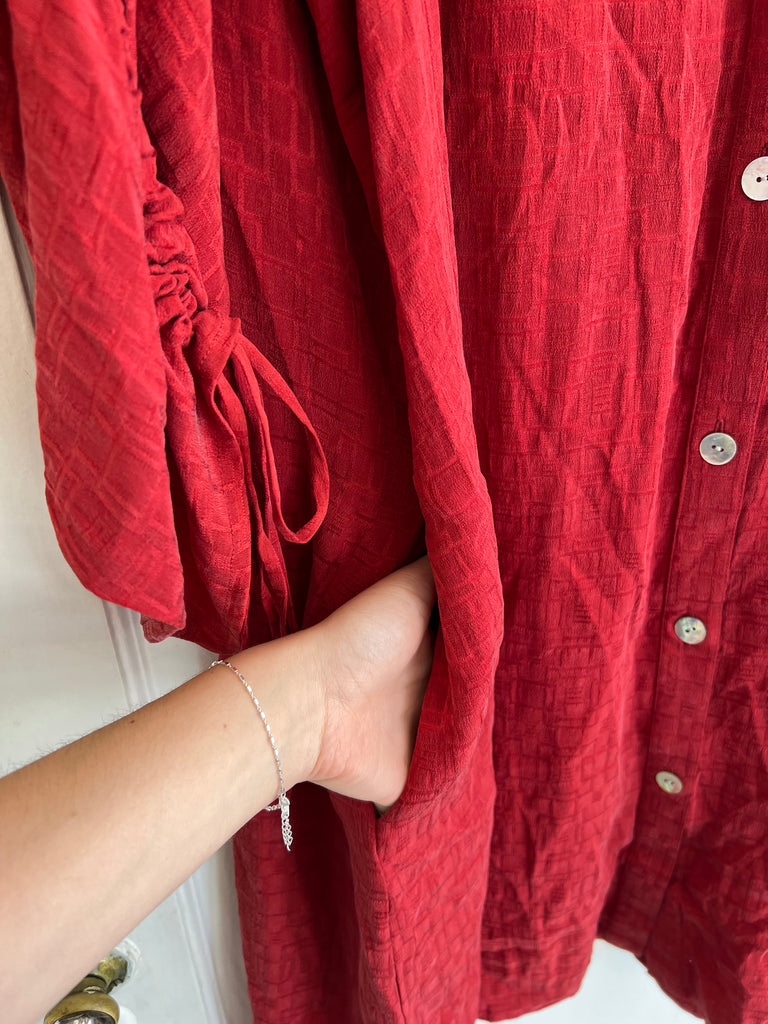 LOOP  -  Seek Red Button Down Dress (#26)