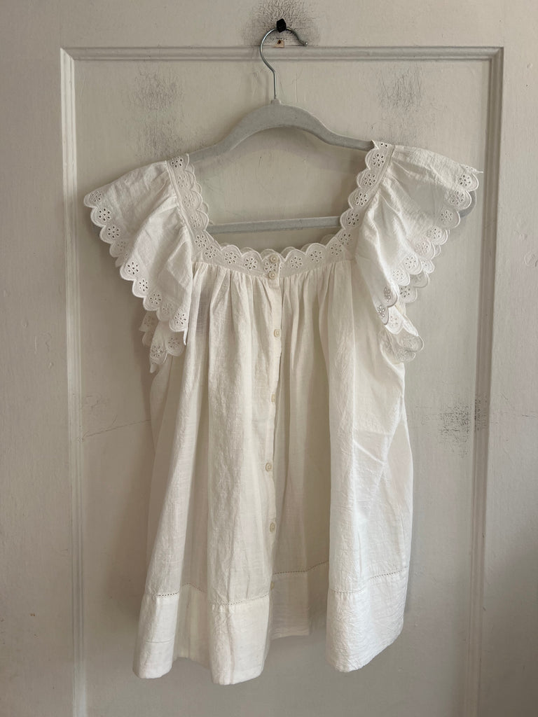 LOOP  -  The Great. White Eyelet Blouse (#122)