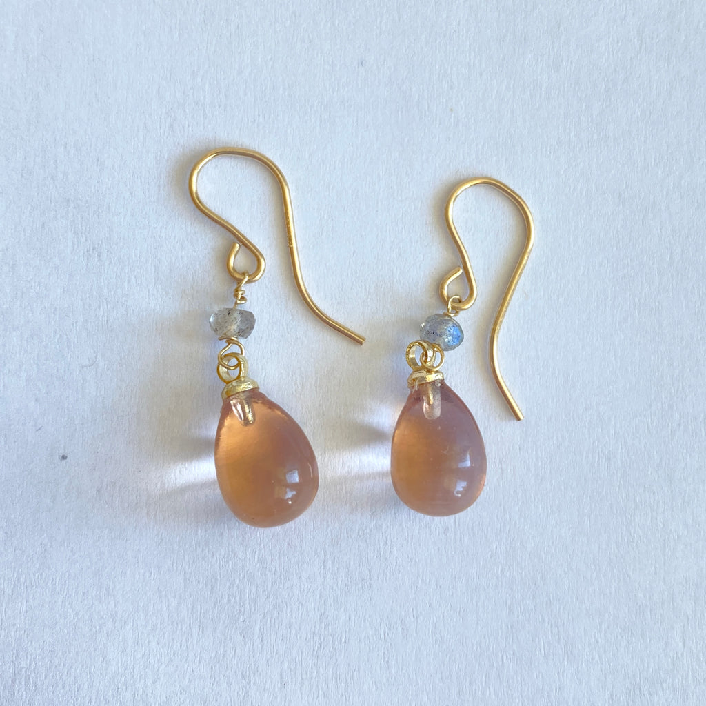 Tsen - Quartz Drop Earrings, Amber