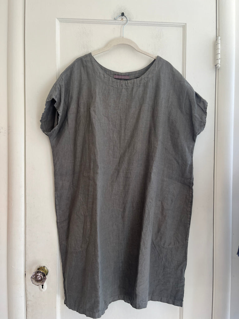 LOOP  -  Cut Loose Grey Linen Dress (#15)