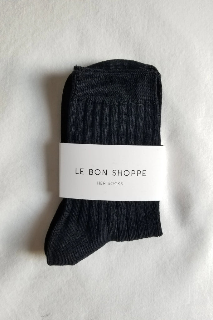 Le Bon Shoppe - Her Socks - Mercerized Combed Cotton Rib: True Black