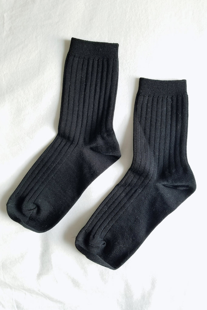 Le Bon Shoppe - Her Socks - Mercerized Combed Cotton Rib: True Black