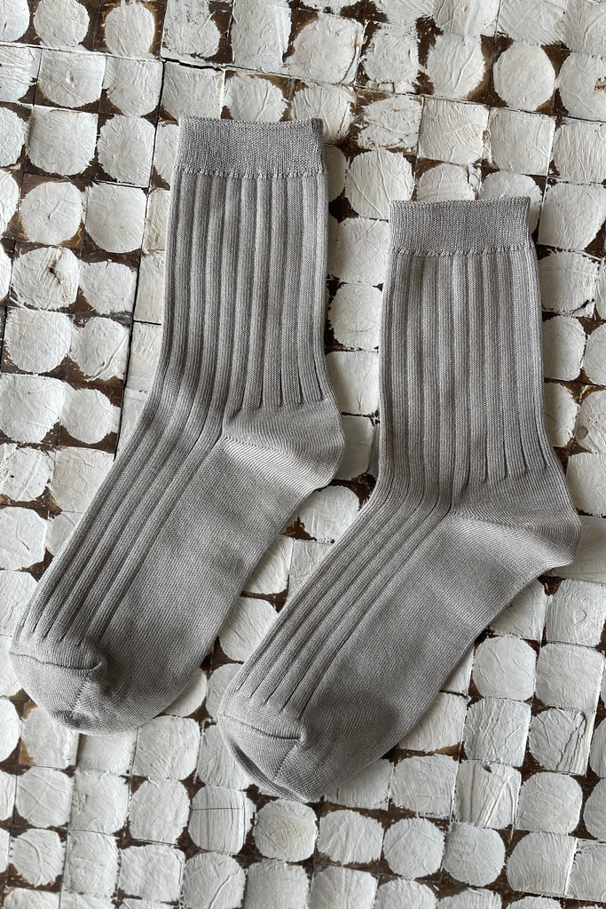 Le Bon Shoppe - Her Socks - Mercerized Combed Cotton Rib: Stone