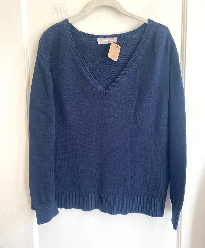 LOOP  -  Everlane Cotton V-neck Sweater Navy (#51)