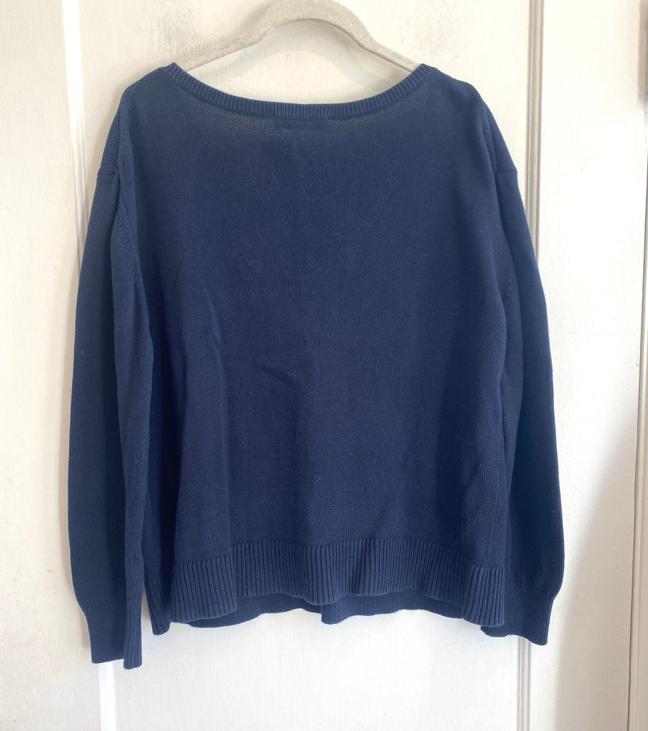 LOOP  -  Everlane Cotton V-neck Sweater Navy (#51)