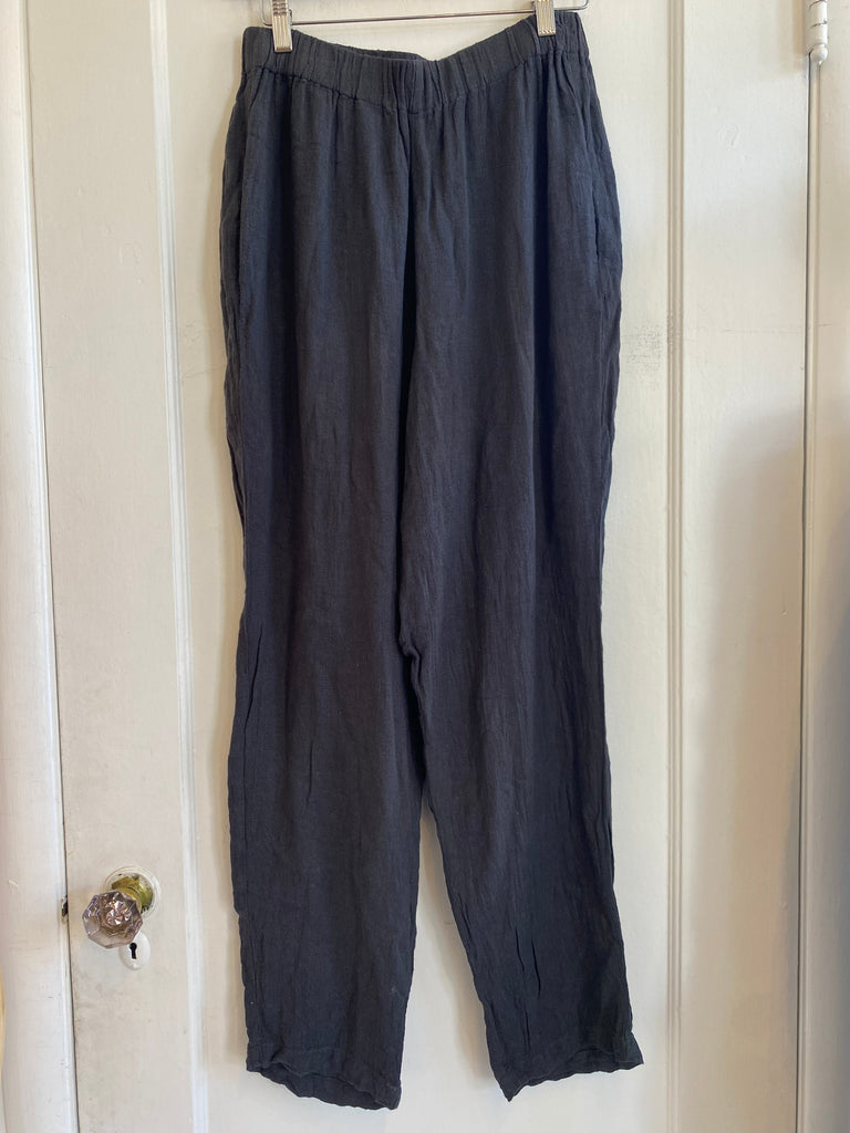 LOOP  -  Black Crane Linen Blend Pants (#286)