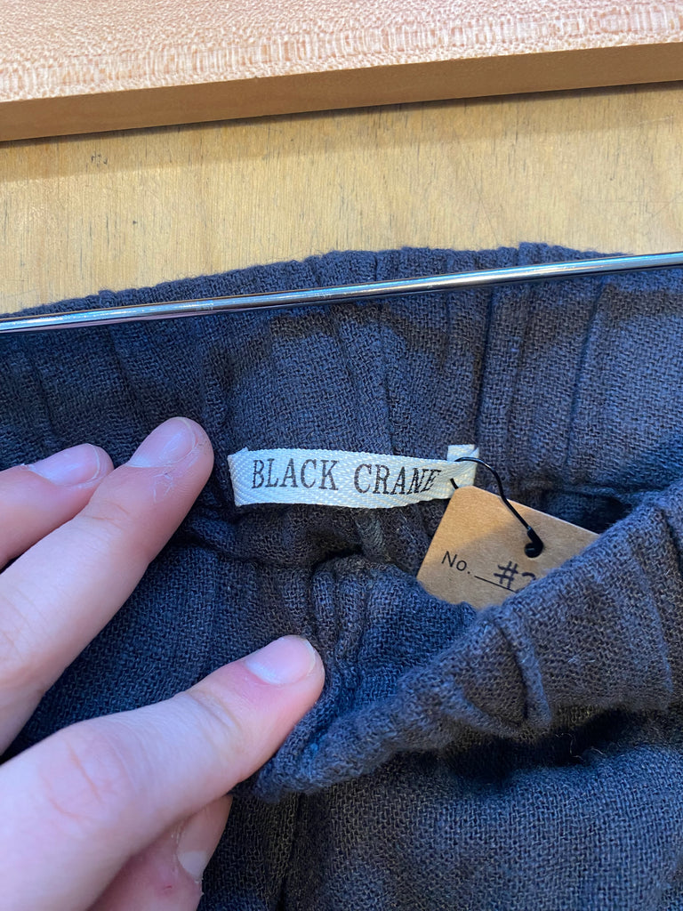 LOOP  -  Black Crane Linen Blend Pants (#286)
