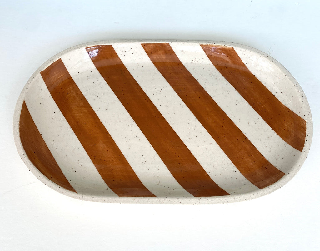 LH Ceramics - XL Striped Tray, Caramel