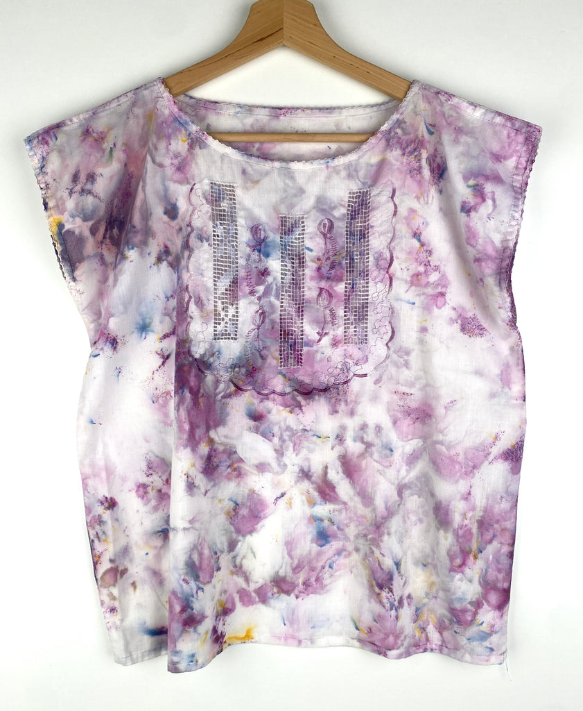 Hipcheck - Ice Dyed Cotton Embroidered Top