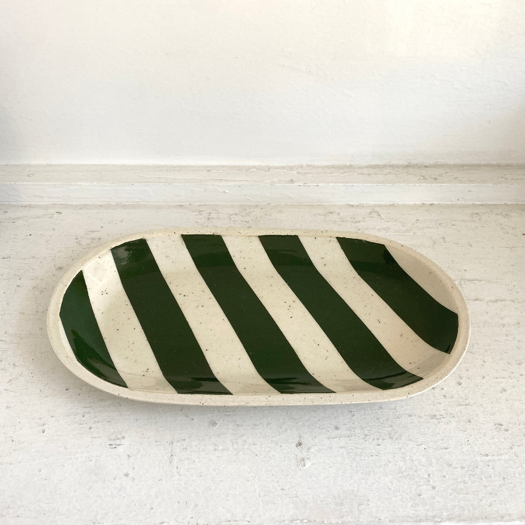 LH Ceramics - Striped Tray, Moss