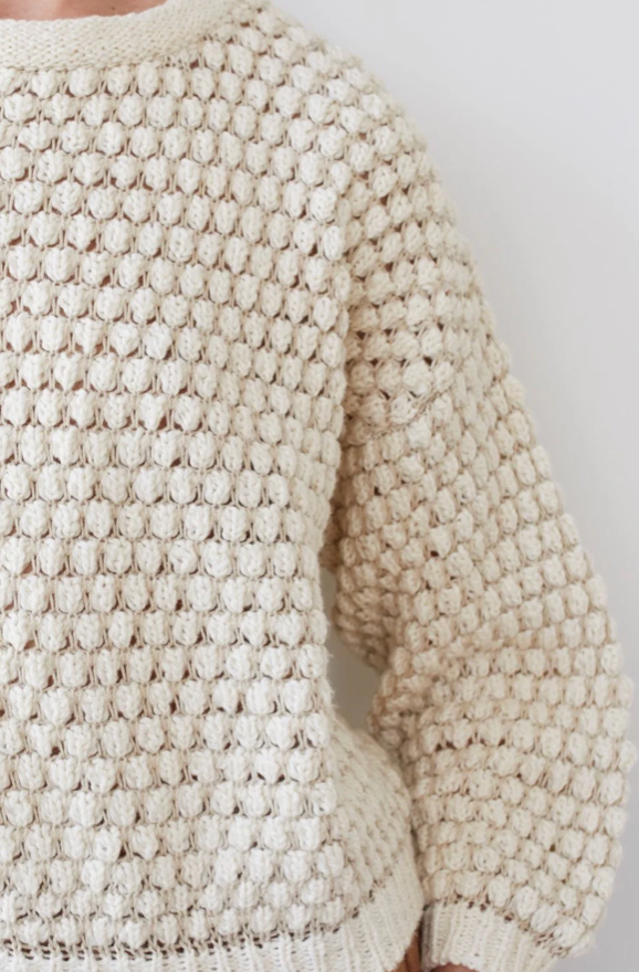 Wol Hide - Textured Pullover, Bone